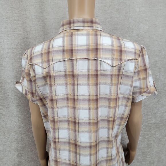Roper Y2K Plaid Pearl Snap Western Shirt Button Up Women's Top Short Sleeves - Picture 7 of 10